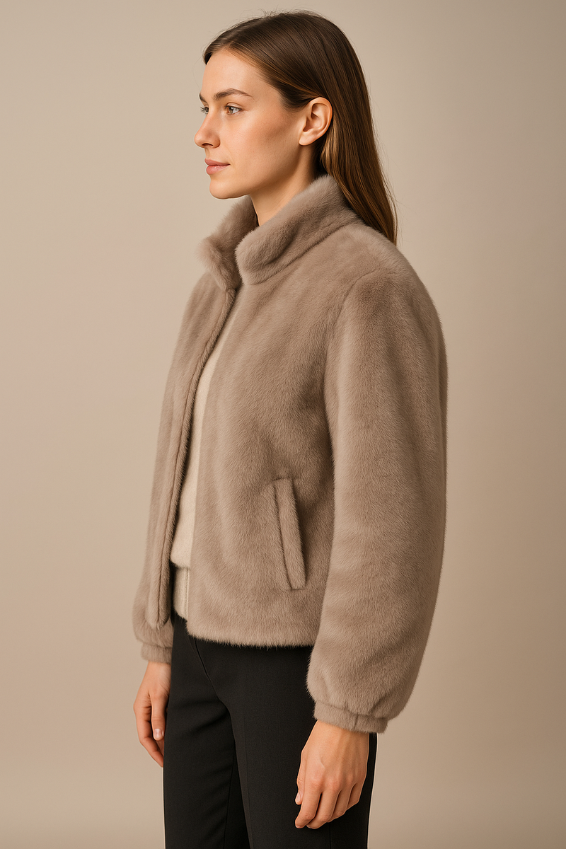 Jacke „Fake Fur“ Grau