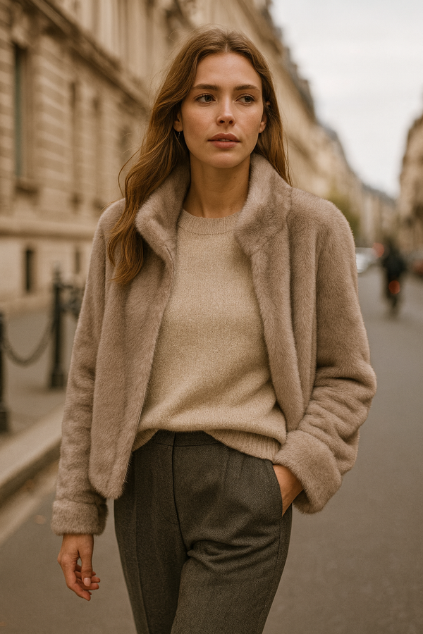 Jacke „Fake Fur“ Grau