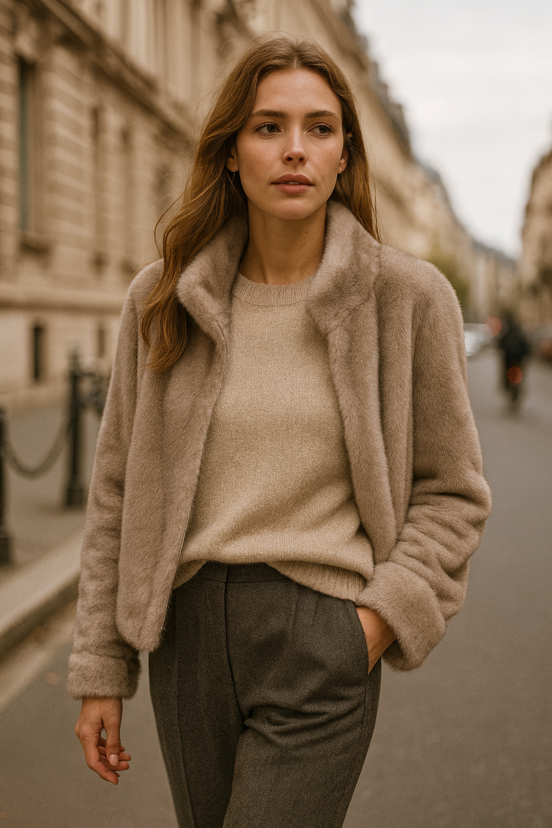 Jacke „Fake Fur“ Grau