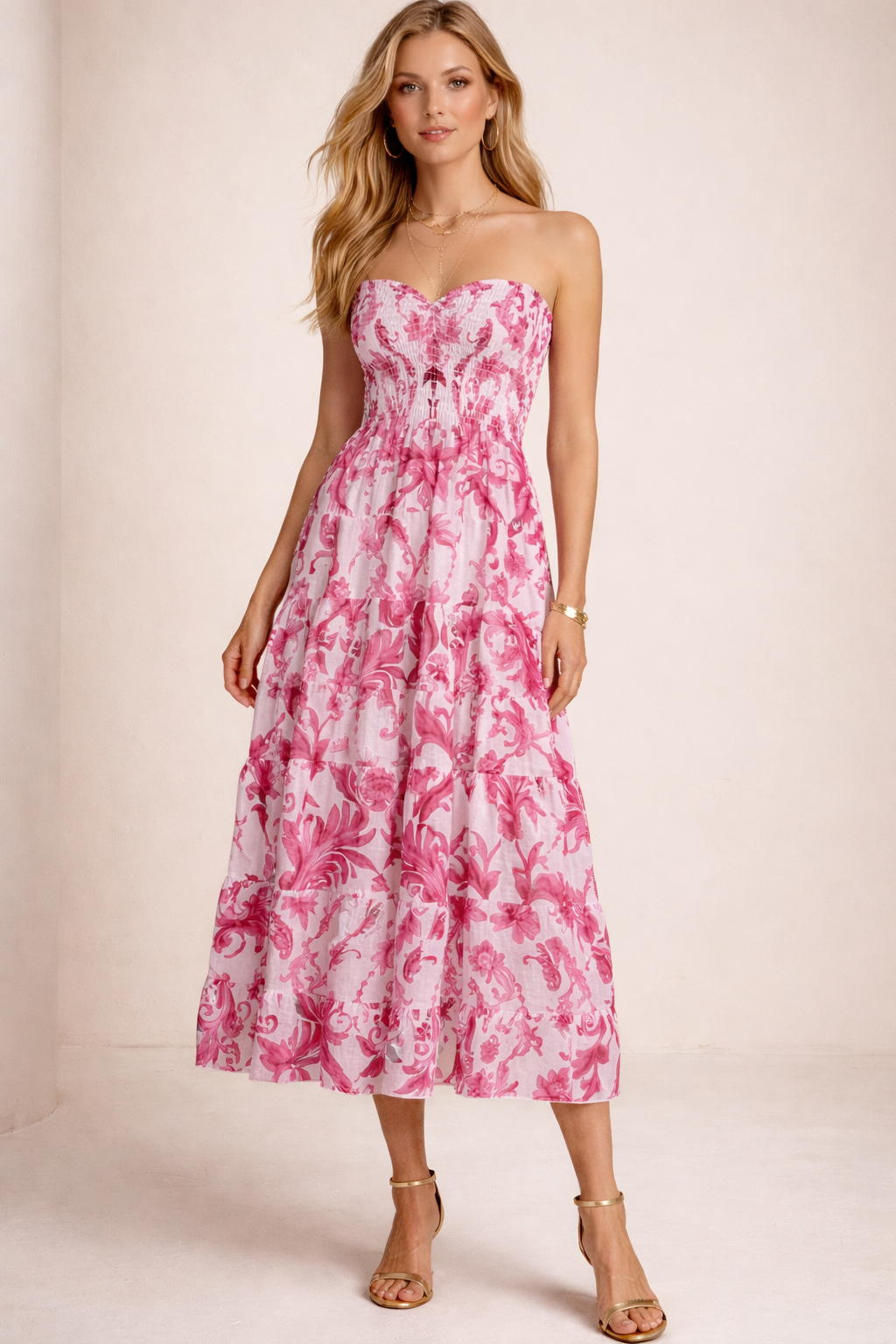 Bustierkleid Pink | Weiß