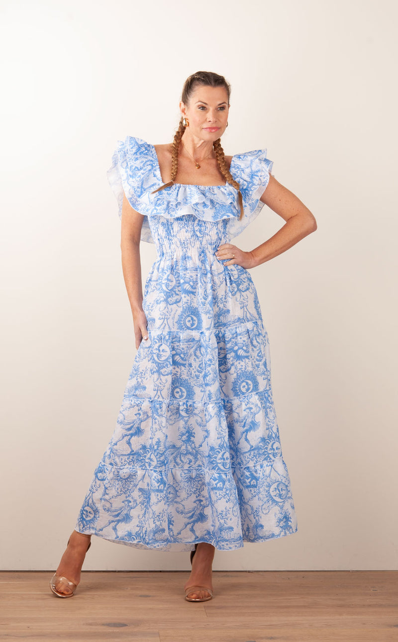 Kleid Hellblau | Weiß