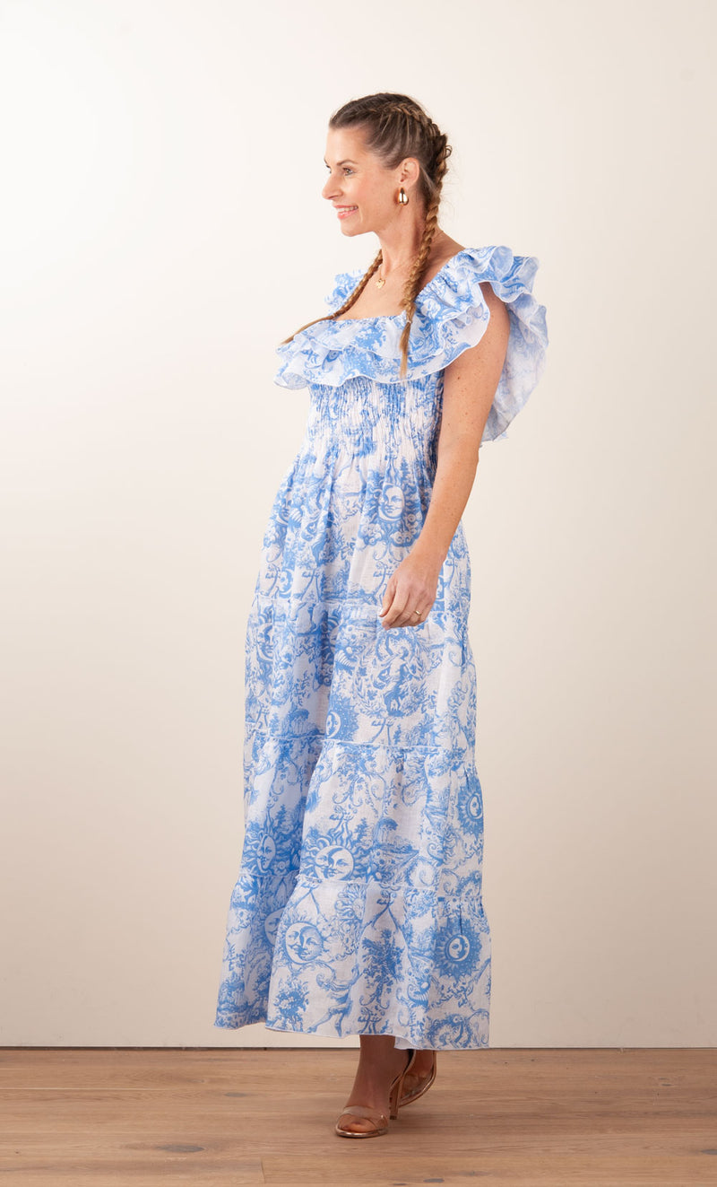 Kleid Hellblau | Weiß