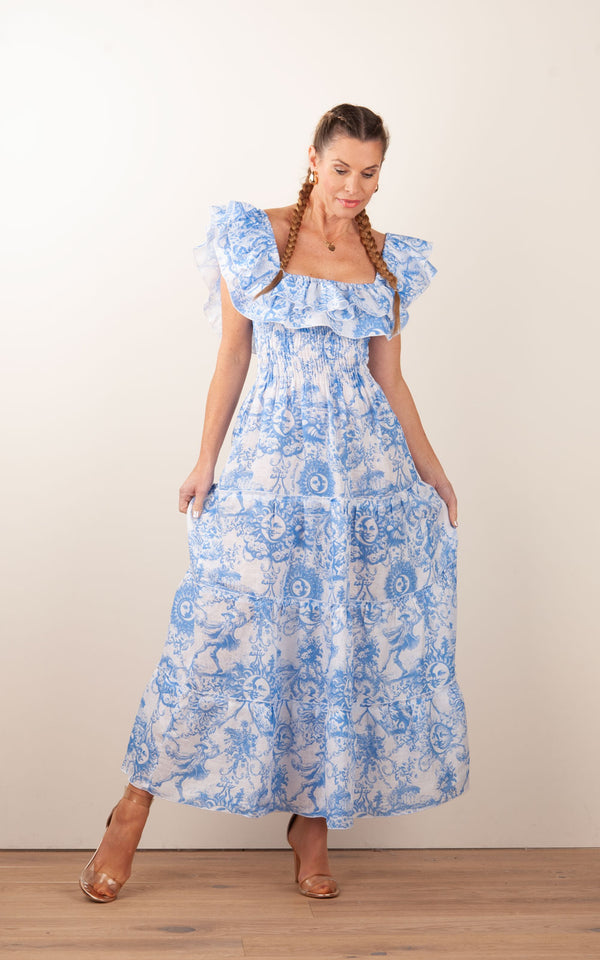 Kleid Hellblau | Weiß