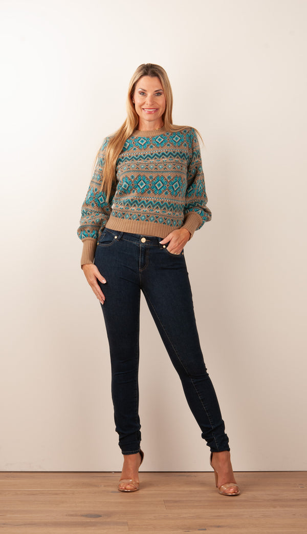 Pullover Camel | Türkis