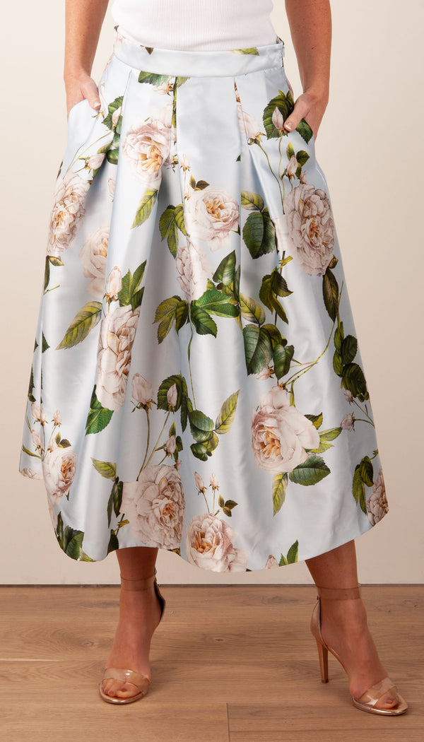 Rock „Blumen“ Hellblau | Multicolor