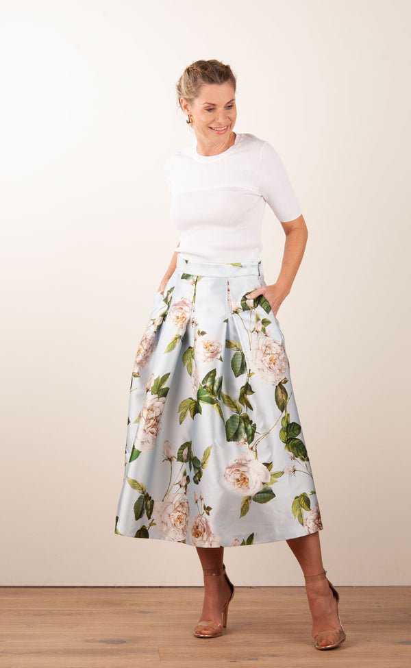 Rock „Blumen“ Hellblau | Multicolor