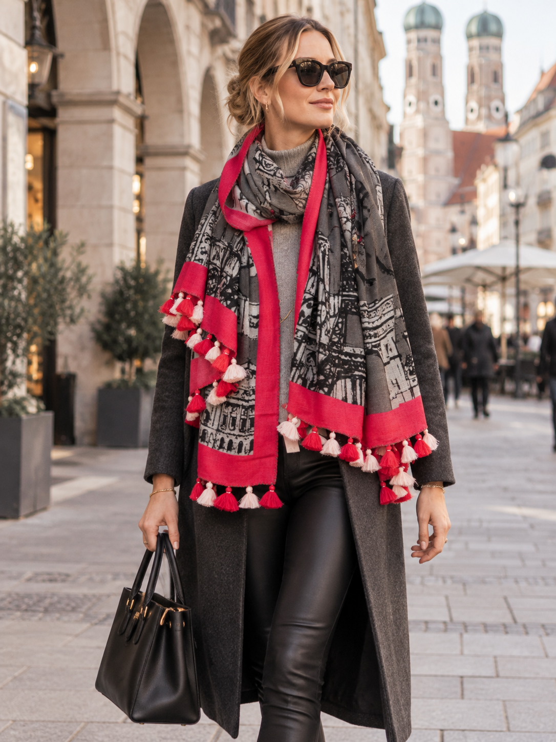 Maison Common Statement-Schal Urbane Eleganz Anthrazit Schwarz Pink - Lookbook-Impression