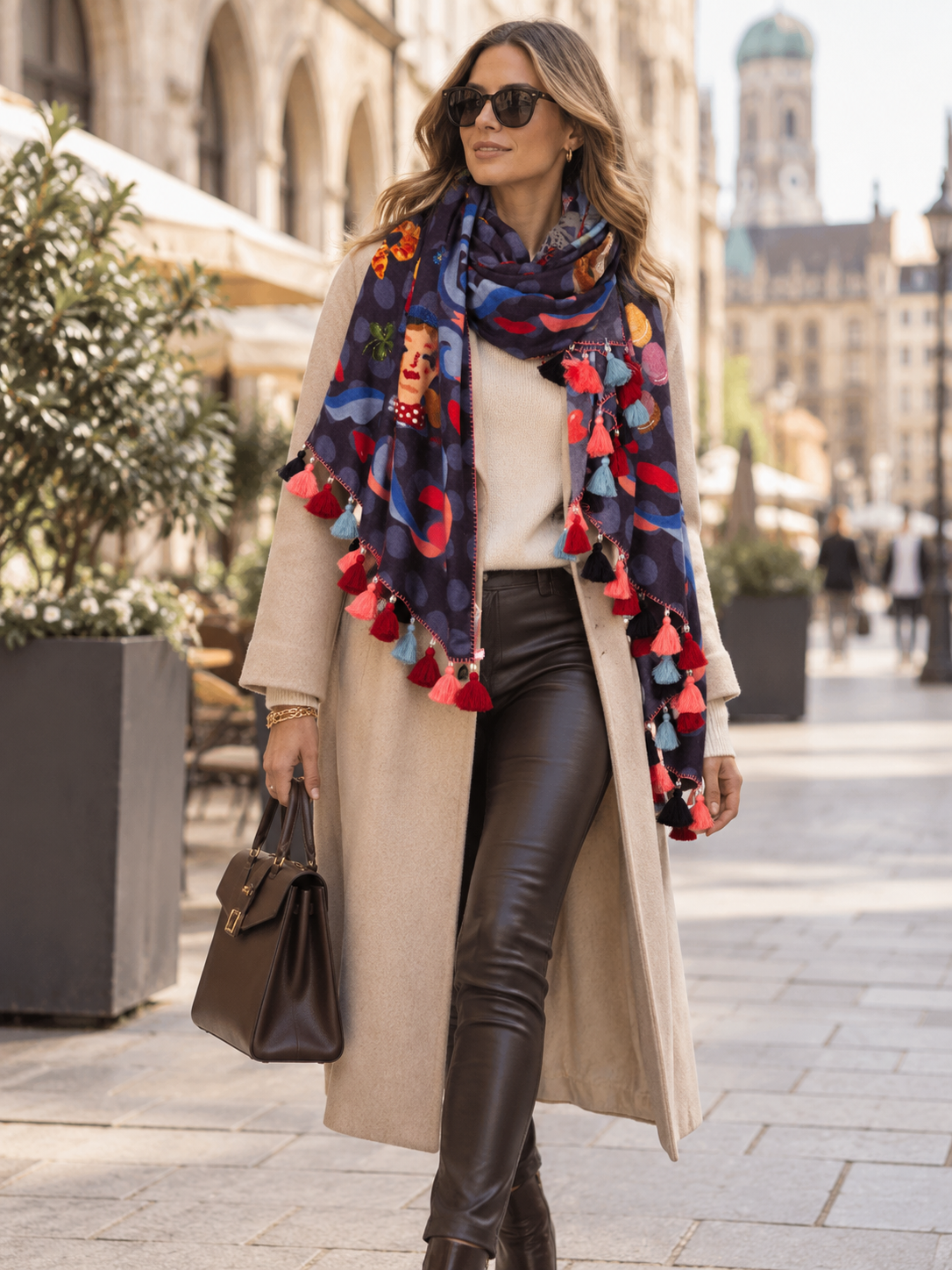 Maison Common Statement-Schal Eiffelturm, Macarons, Polka-Dots Lila Multicolor - Lookbook-Impression