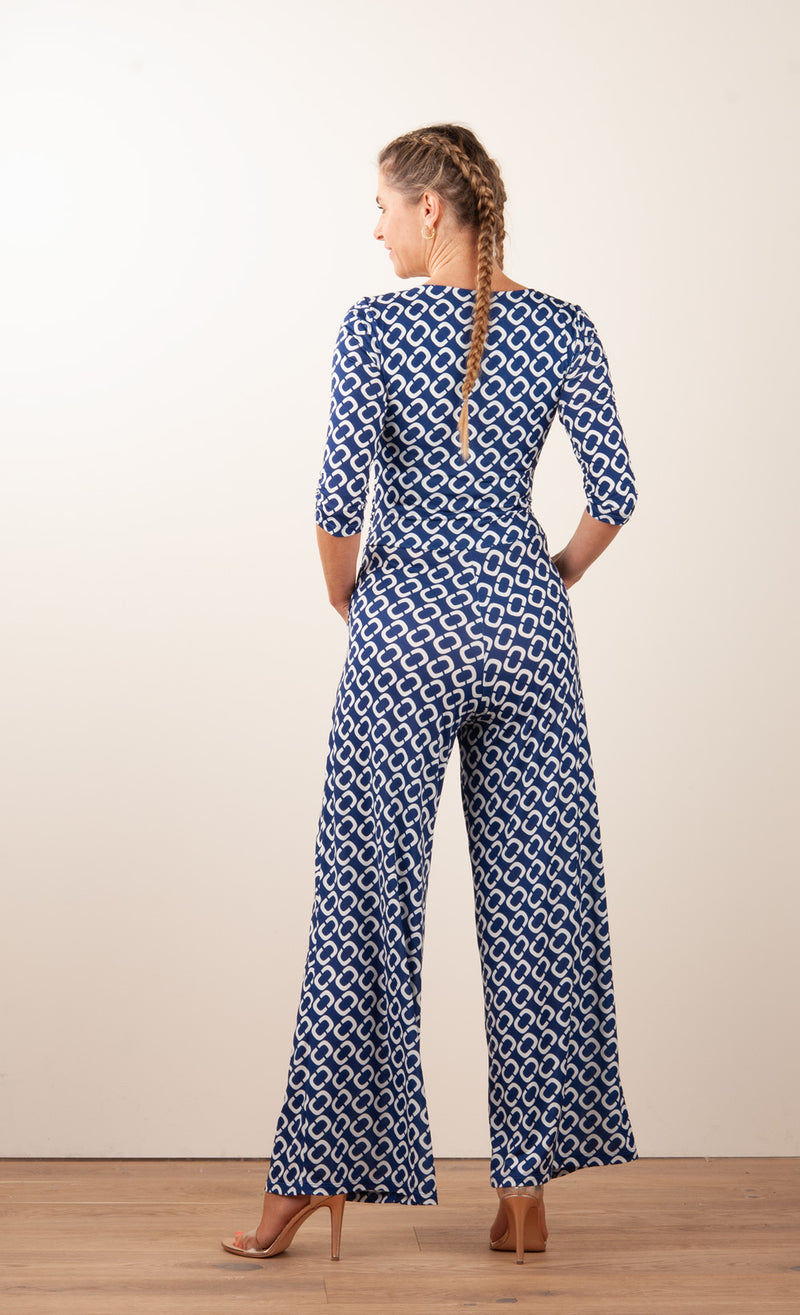 Jump Suit Blau | Weiß