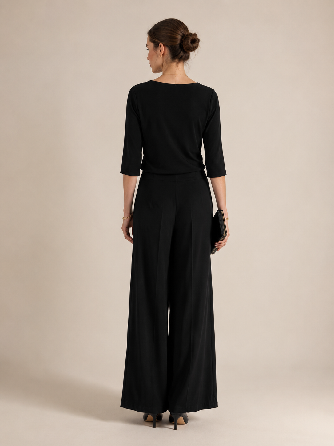 Eleganter Jumpsuit „Wickeloptik“ Schwarz