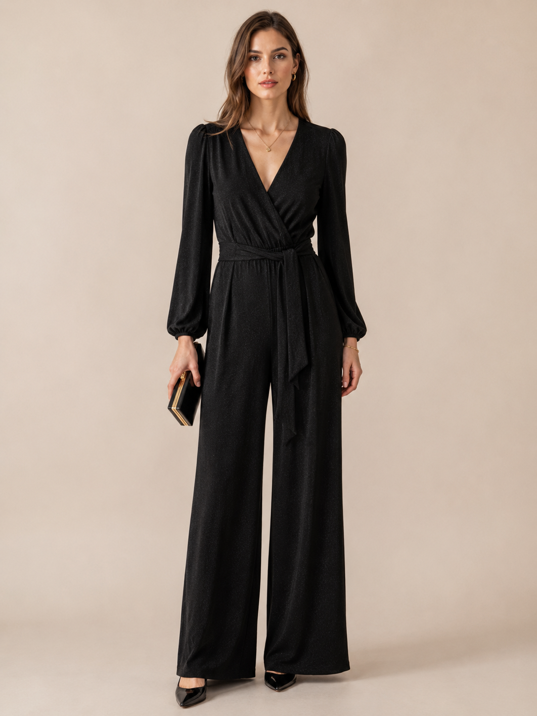 Lurex-Jumpsuit Schwarz