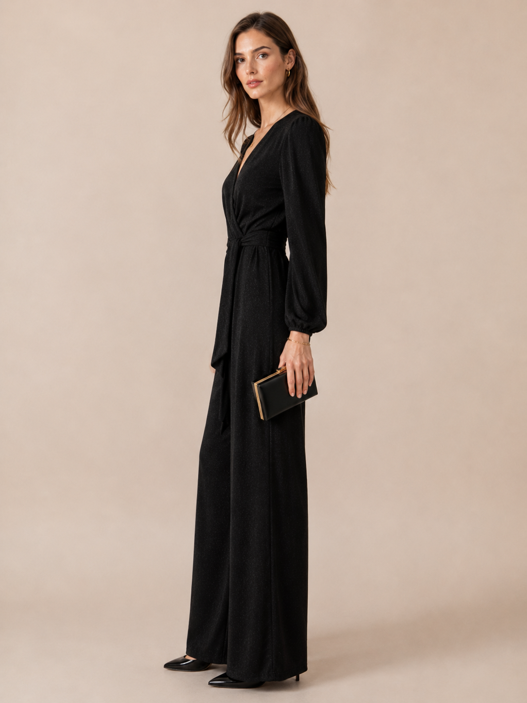 Lurex-Jumpsuit Schwarz