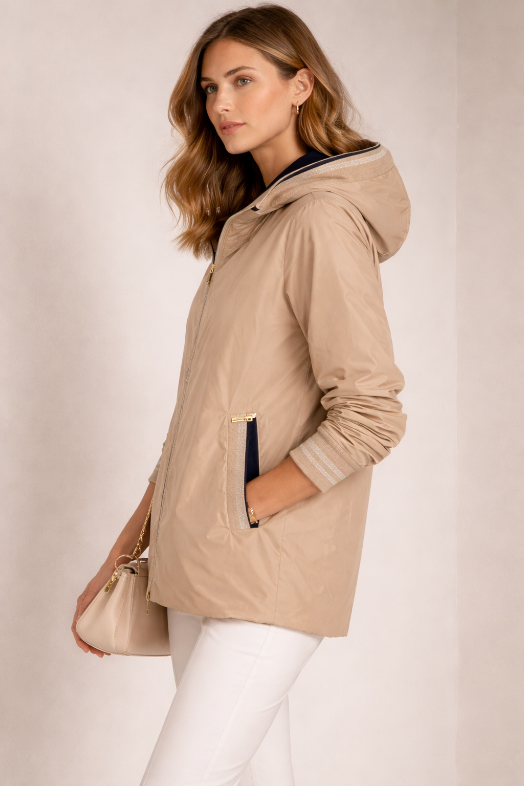 Wende-Jacke Beige | Blau