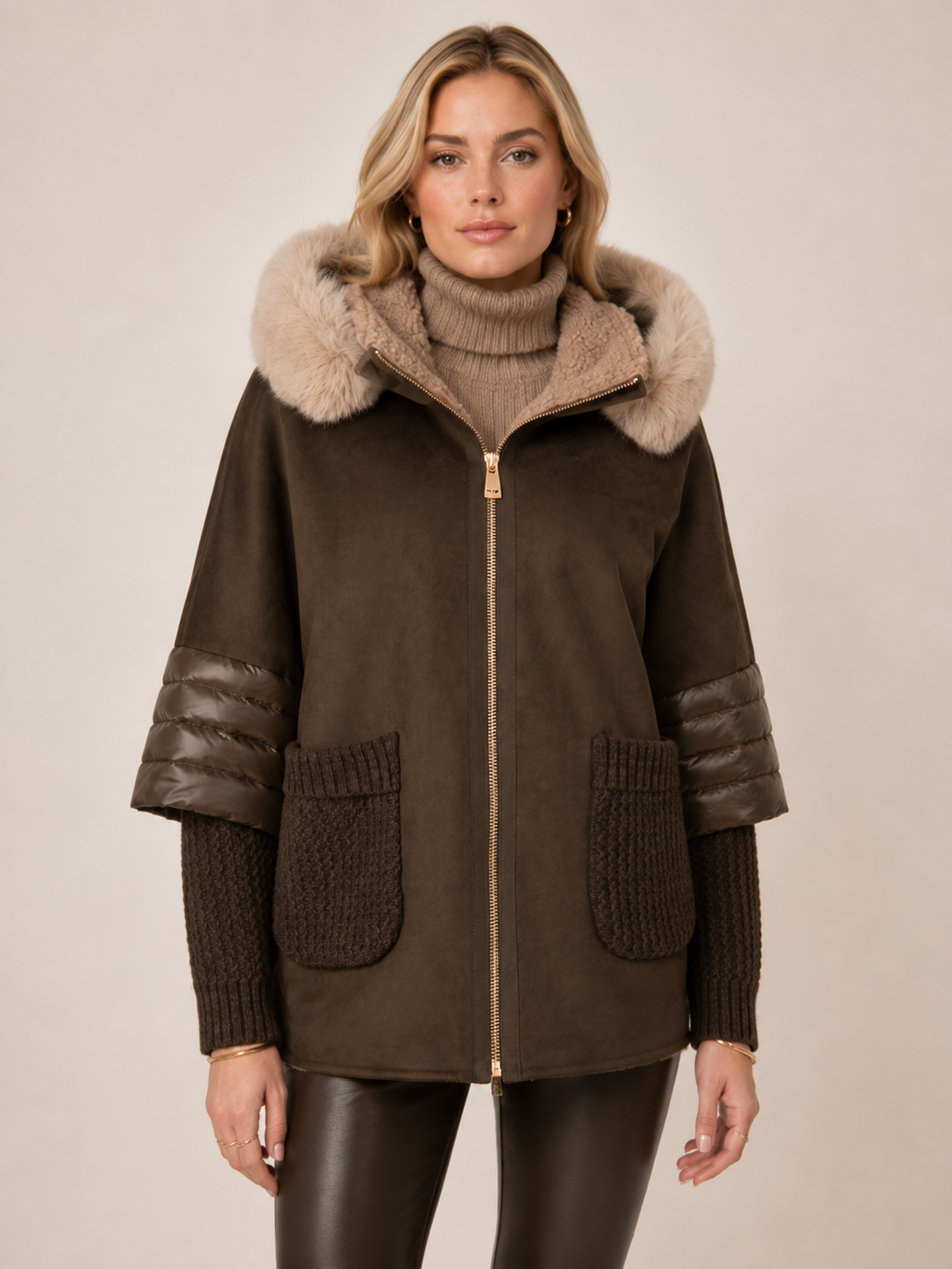 MDF Marco Del Forte Urbane Statement-Daunenjacke Dunkelgrün - Lookbook-Impression