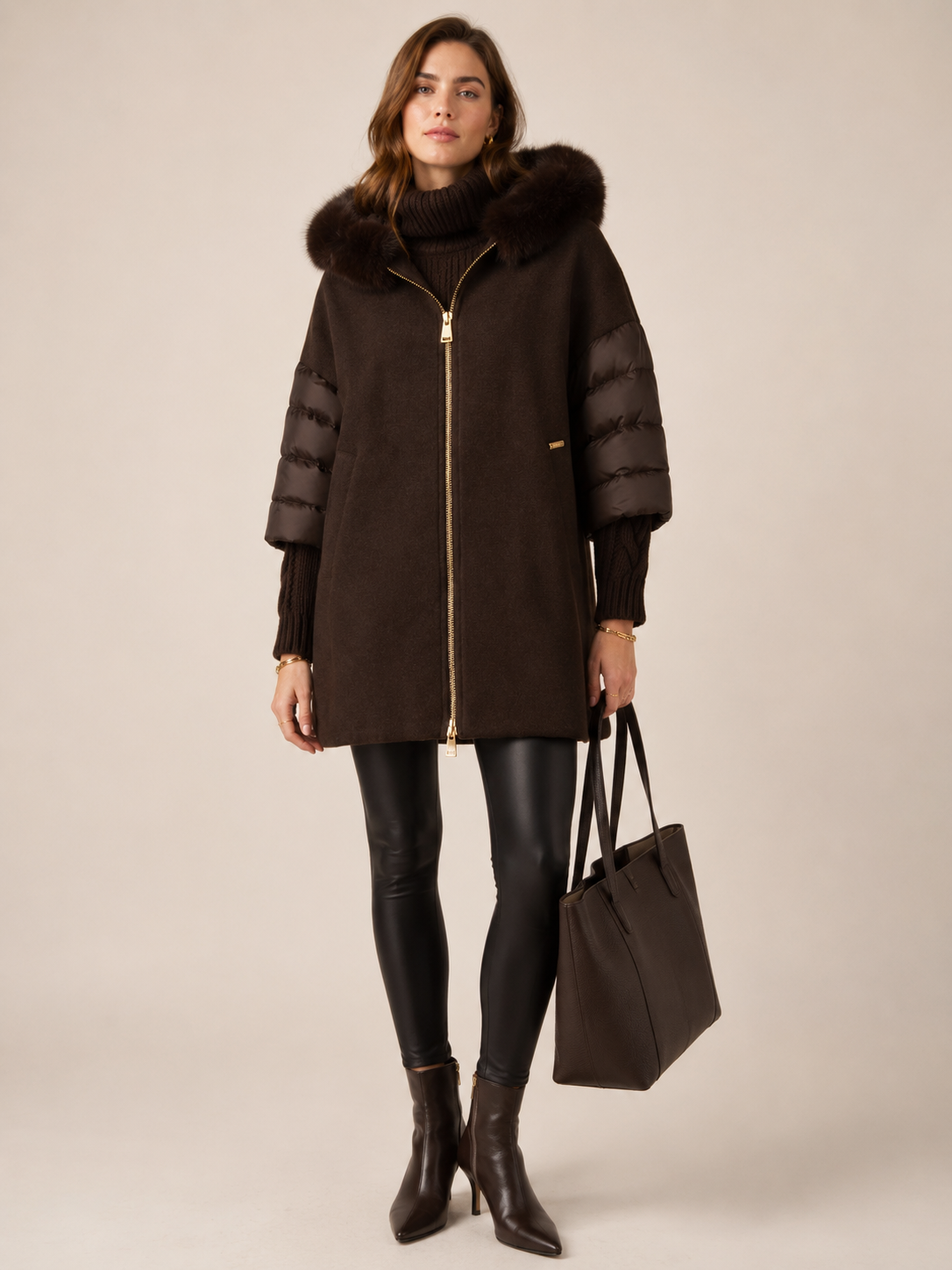 MDF Marco Del Forte Winter Statement-Mantel Dunkelbraun - Editorial-Ansicht