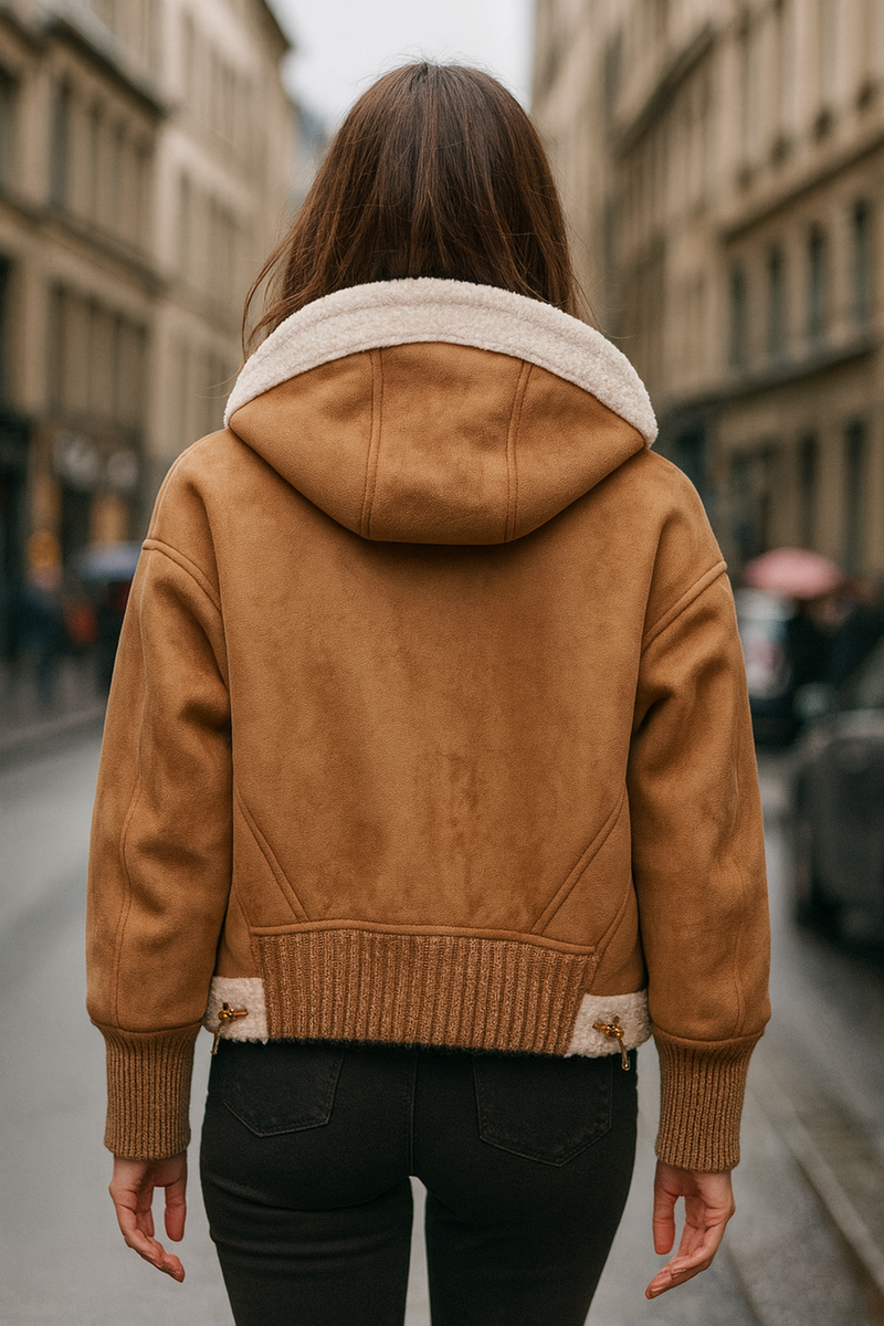 Lammfell-Jacke „Fake-Fur“ Camel | Beige