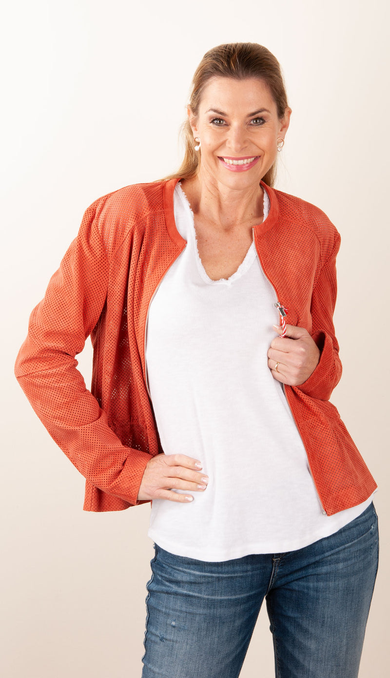 Milestone Lederjacke „Amora“ Koralle