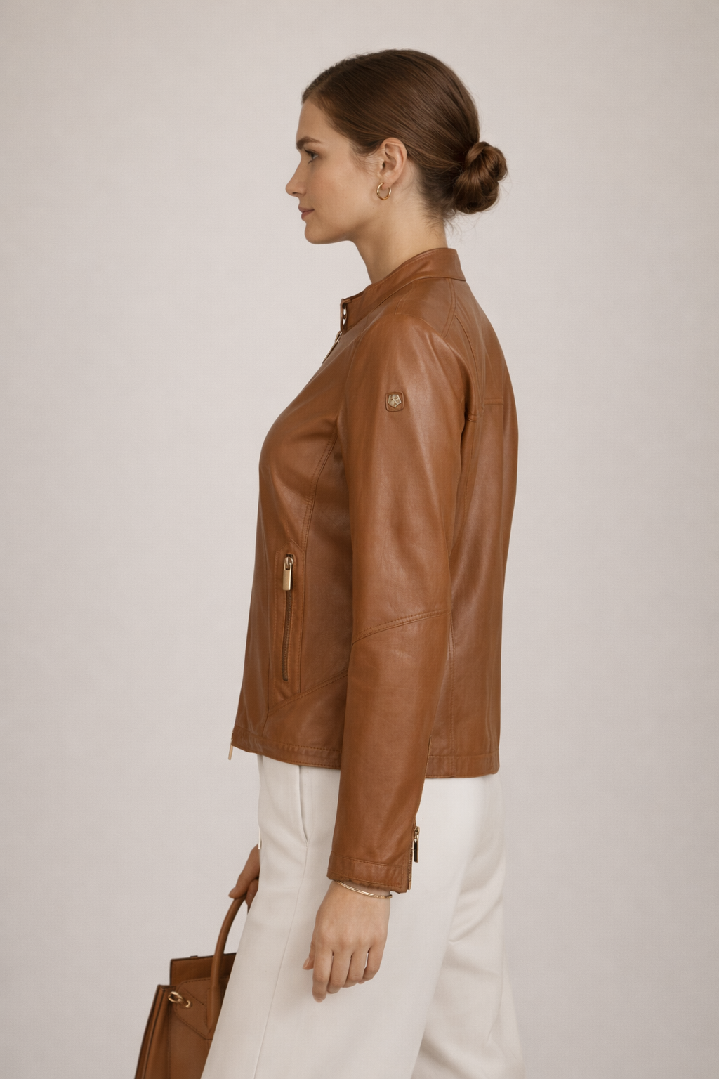 Lederjacke Camel