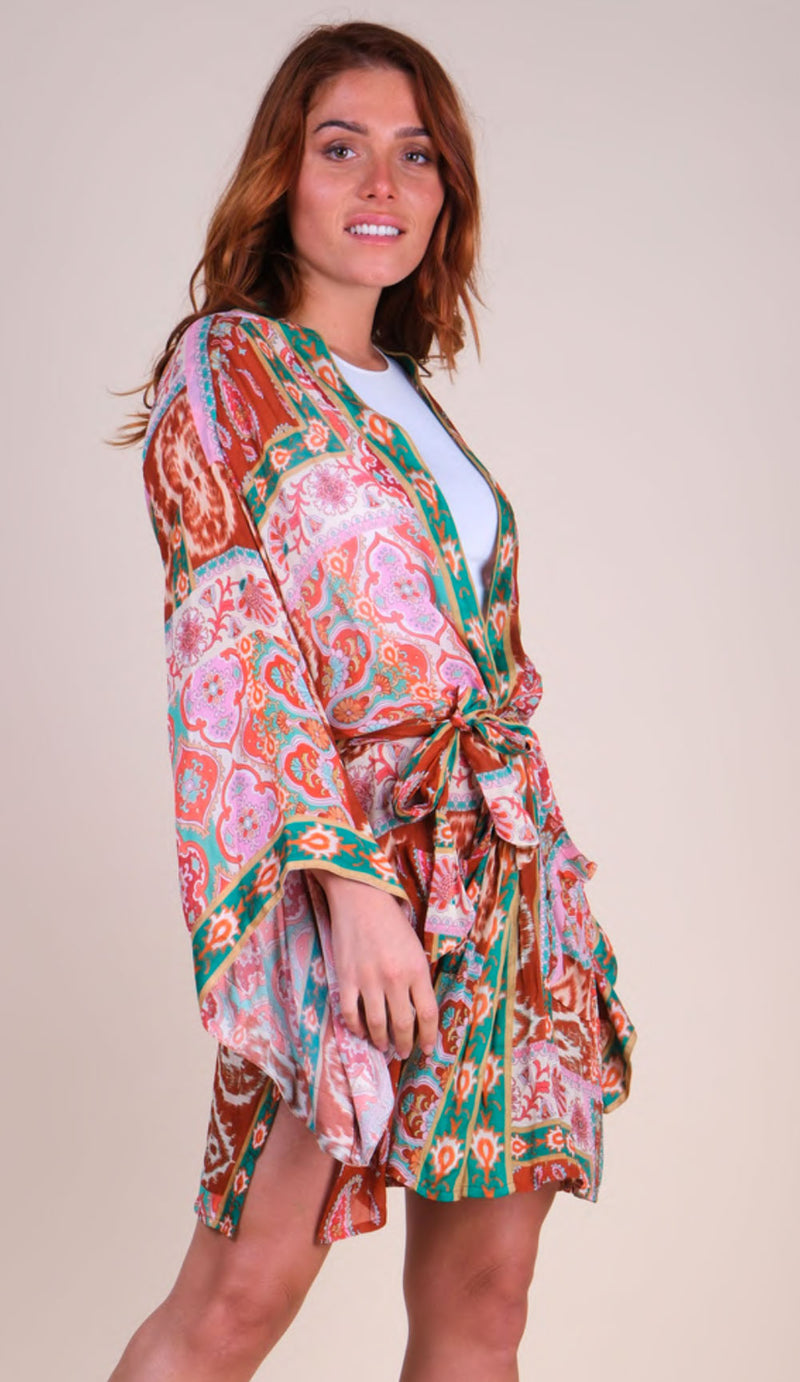 Kimono Rosa | Grün | Multicolor