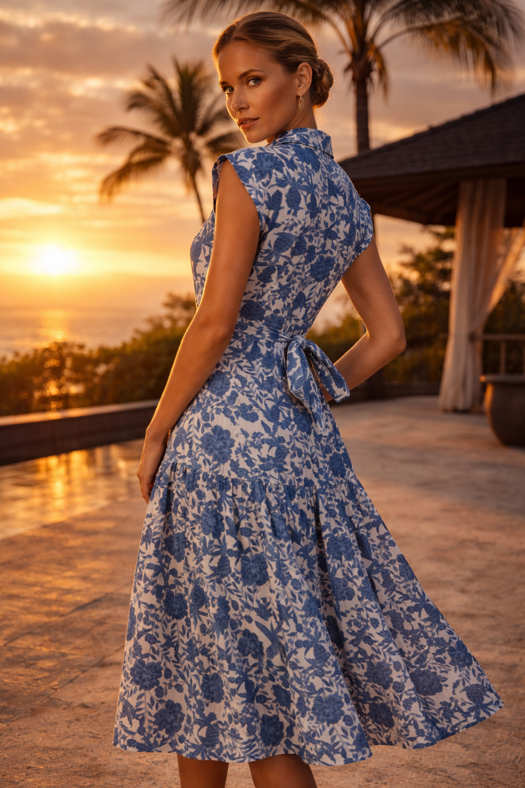 Hemdblusenkleid Blau | Weiß