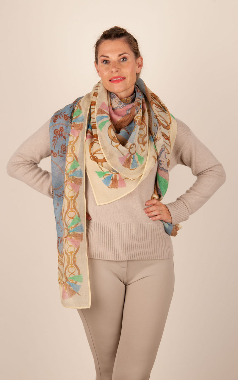 Viereckstuch „Zürich“ Creme | Beige | Multicolor