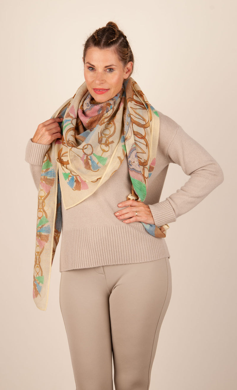 Viereckstuch „Zürich“ Creme | Beige | Multicolor