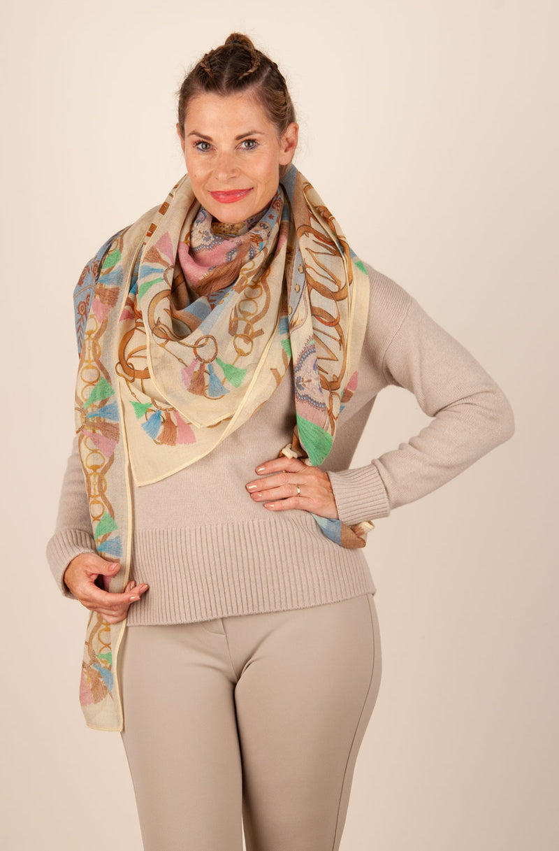 Viereckstuch „Zürich“ Creme | Beige | Multicolor
