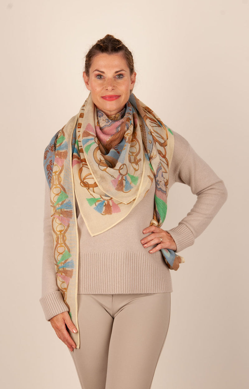 Viereckstuch „Zürich“ Creme | Beige | Multicolor