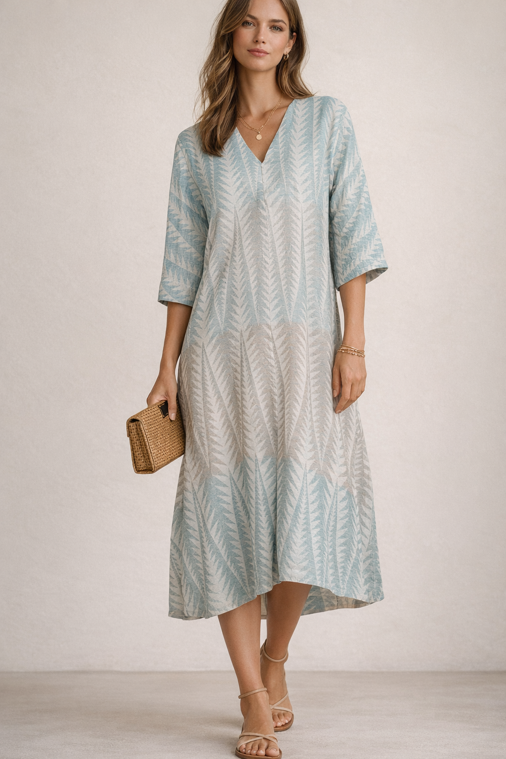 Jacquard-Kleid Blau | Weiß | Multicolor