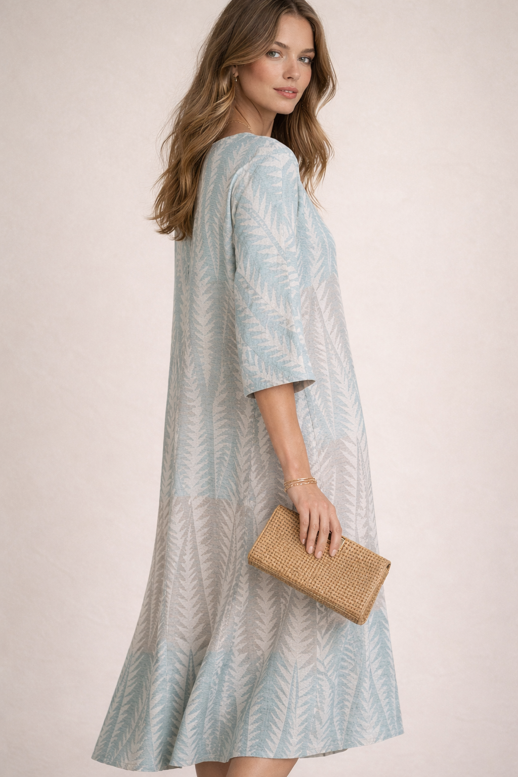 Jacquard-Kleid Blau | Weiß | Multicolor