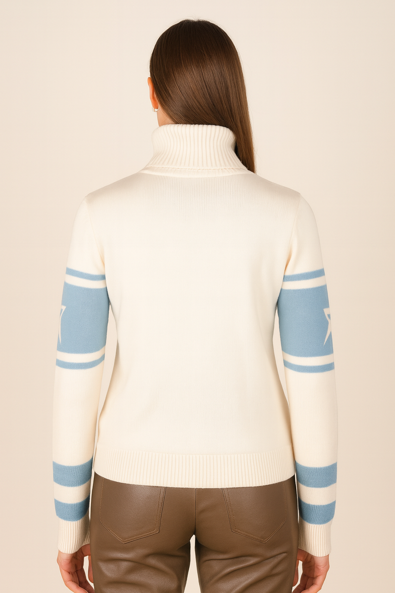 Pullover „SKI“ Creme | Hellblau