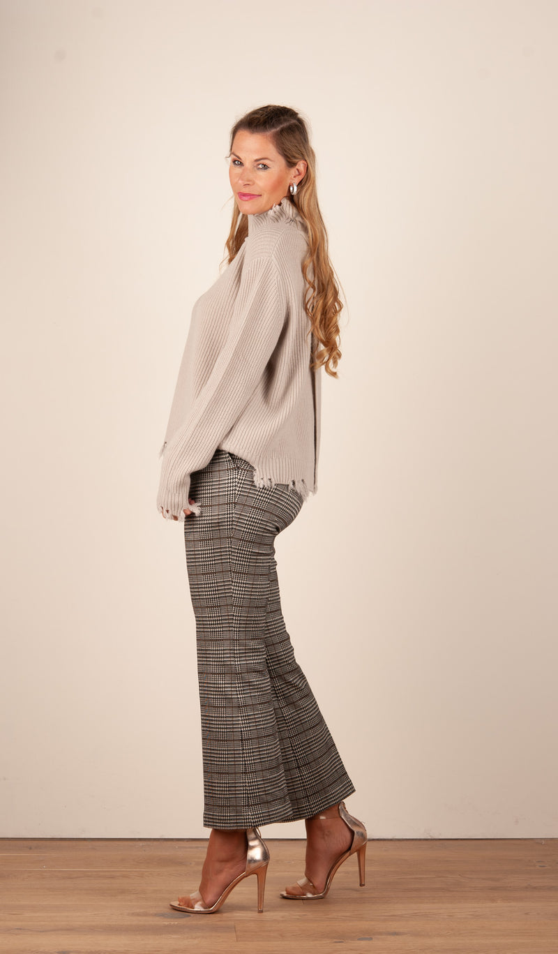 Pullover „Fransen“ Helltaupe