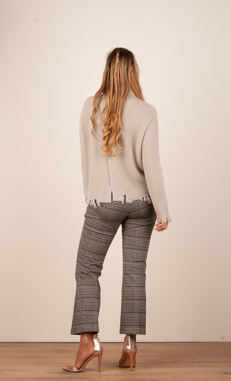 Pullover „Fransen“ Helltaupe