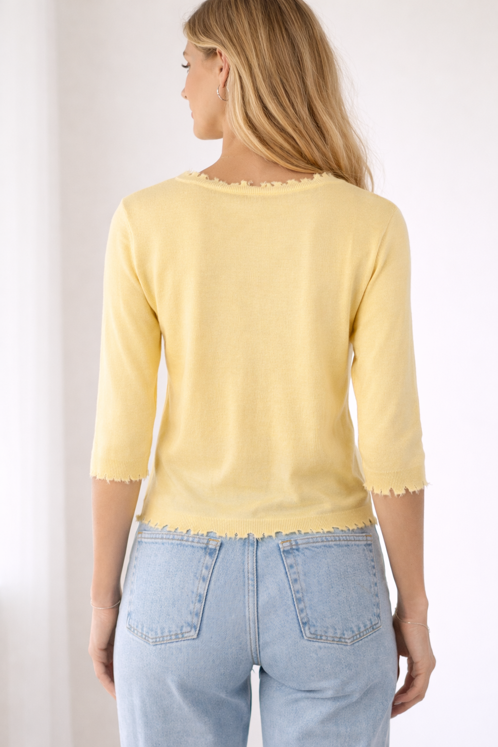 Pullover „Open-Edge“ Gelb