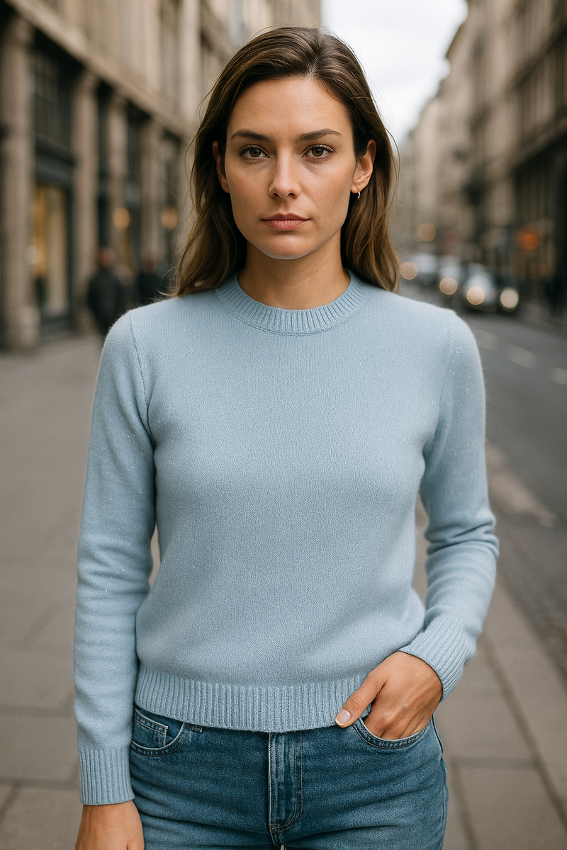 Pullover „Pailletten“ Hellblau
