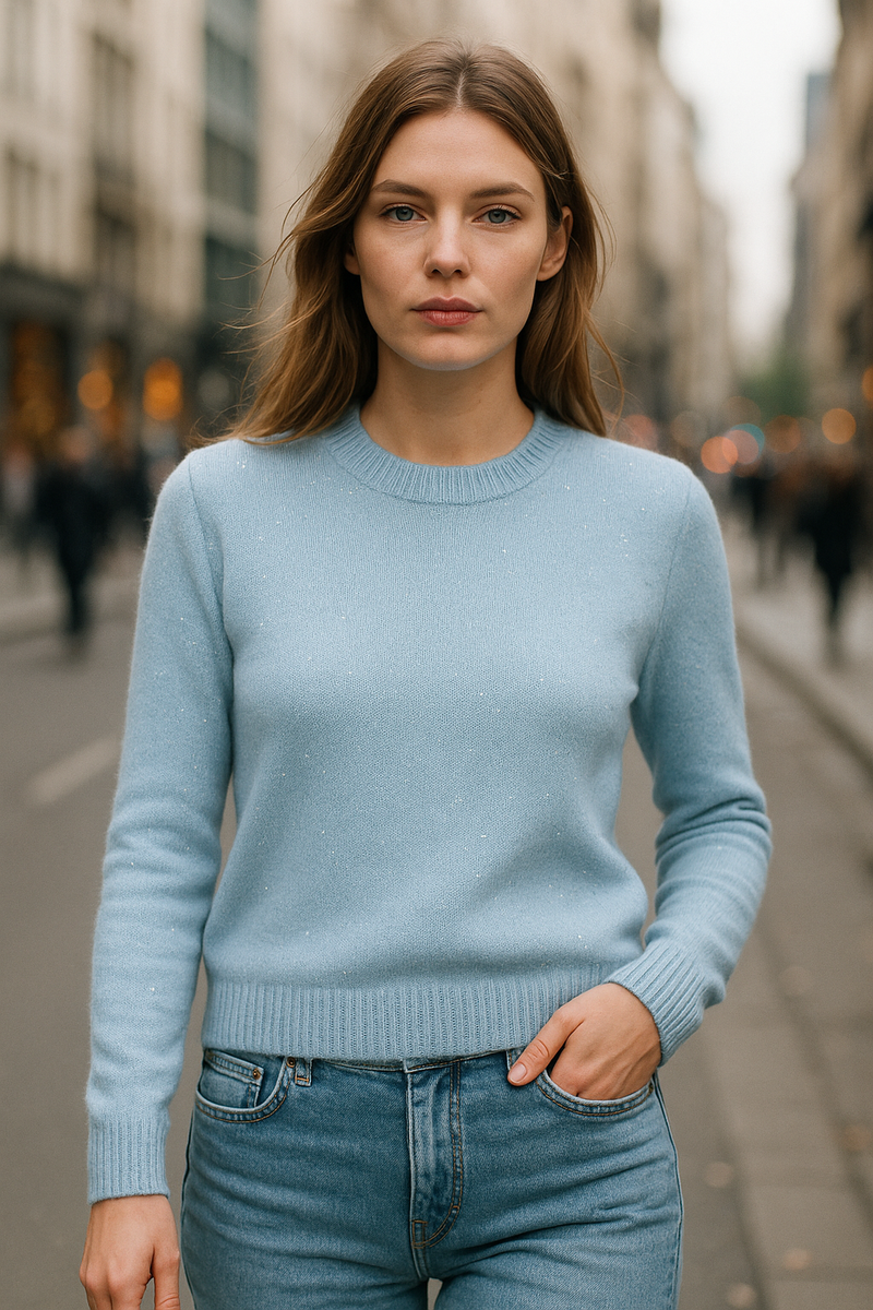 Pullover „Pailletten“ Hellblau