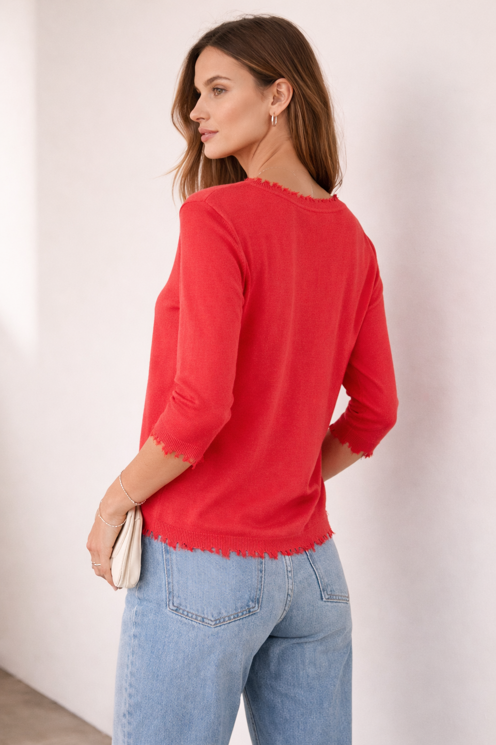 Pullover „Open-Edge“ Raspberry