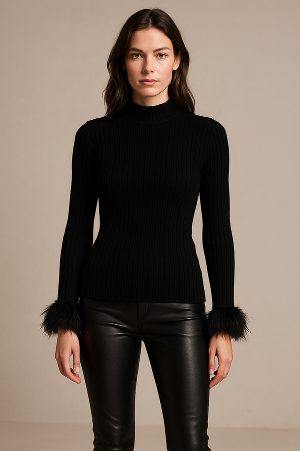 Pullover „Rippstrick“ Schwarz