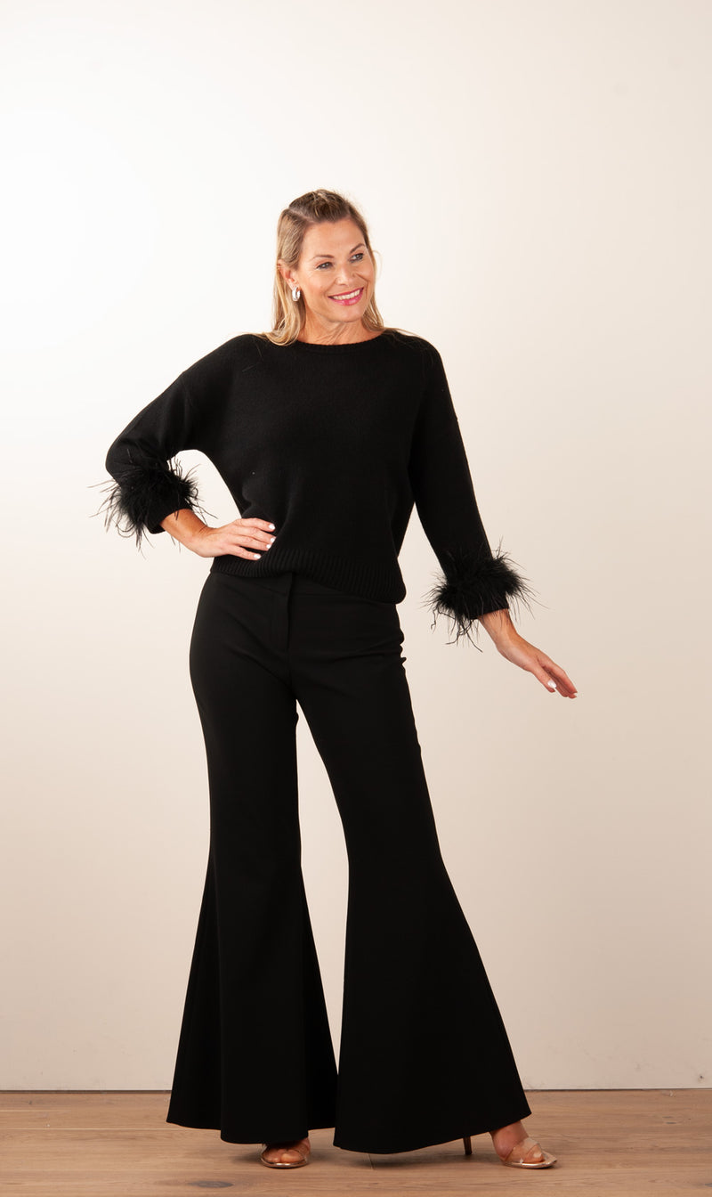 Pullover „Federn“ Schwarz