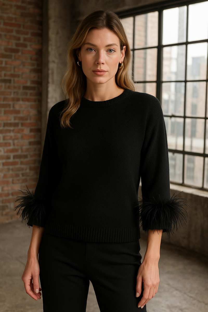 Pullover „Federn“ Schwarz