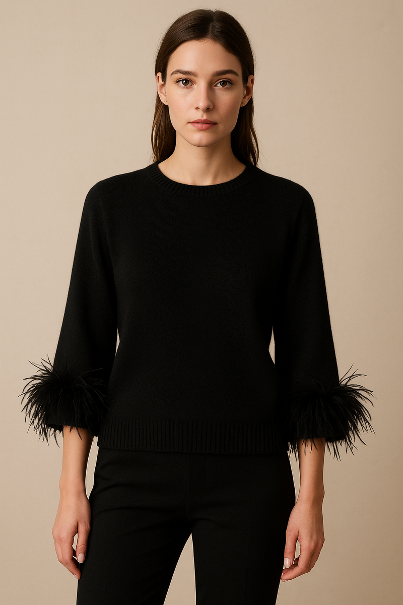 Pullover „Federn“ Schwarz