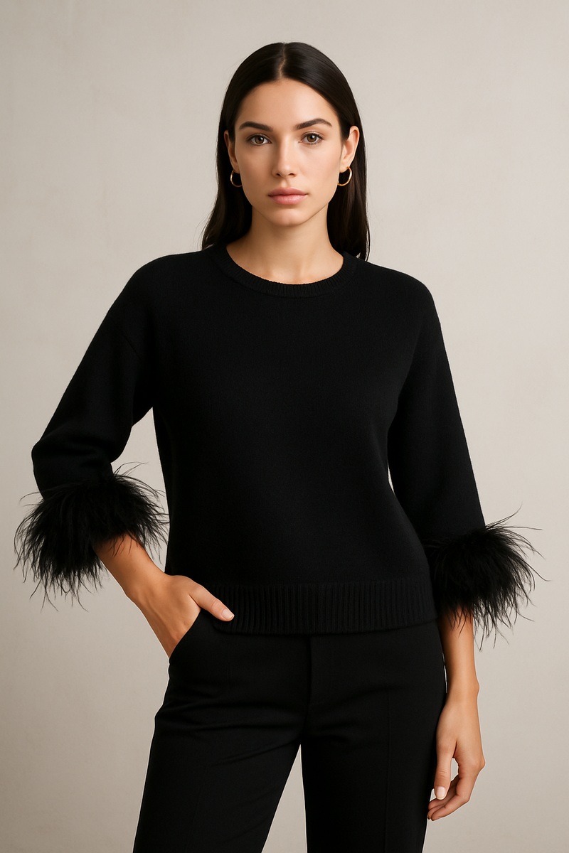 Pullover „Federn“ Schwarz