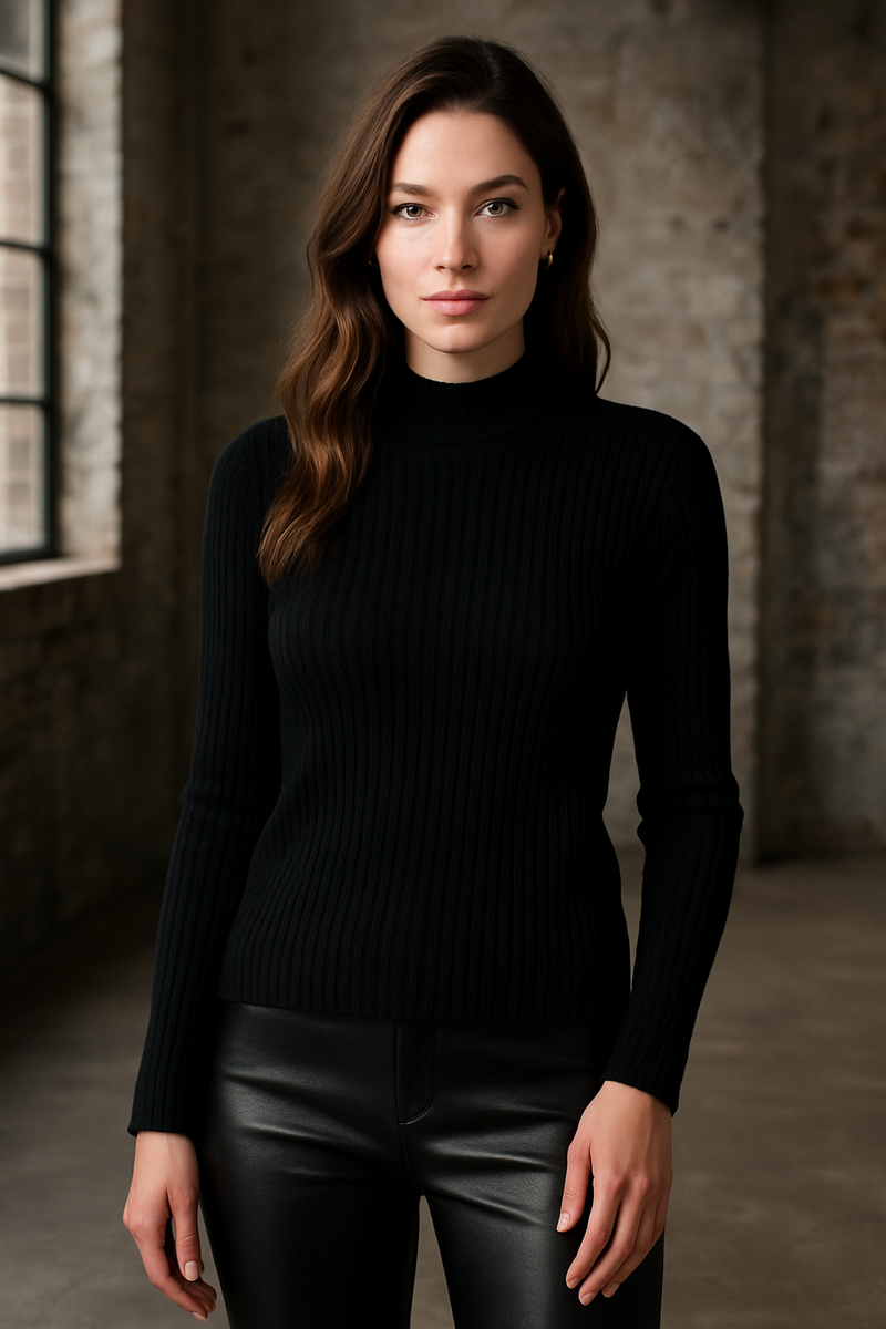 Pullover „Rippstrick“ Schwarz