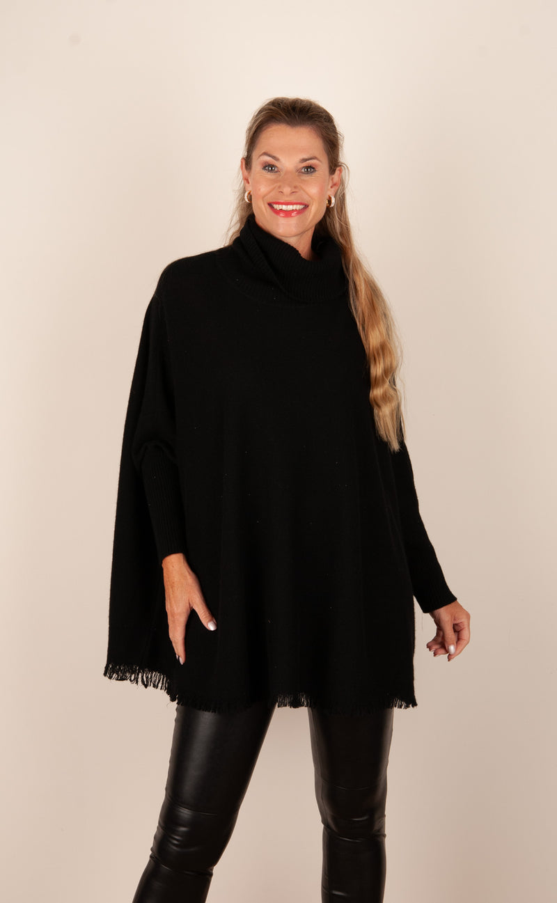 Weiter Pullover „Pailletten“ Schwarz