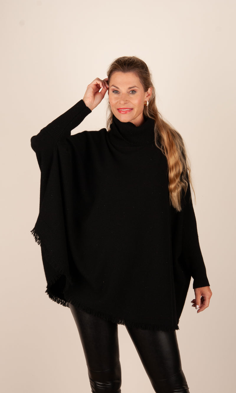 Weiter Pullover „Pailletten“ Schwarz