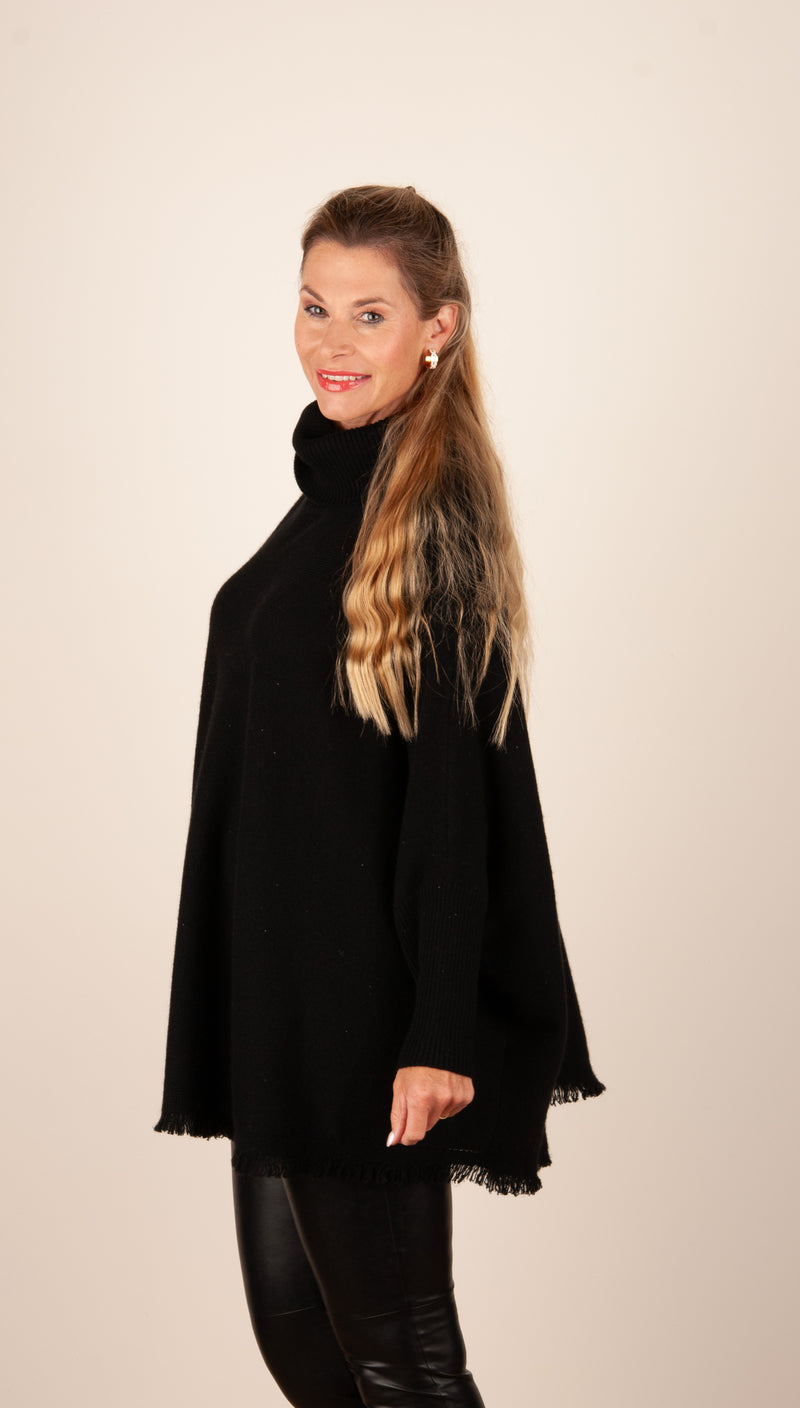 Weiter Pullover „Pailletten“ Schwarz