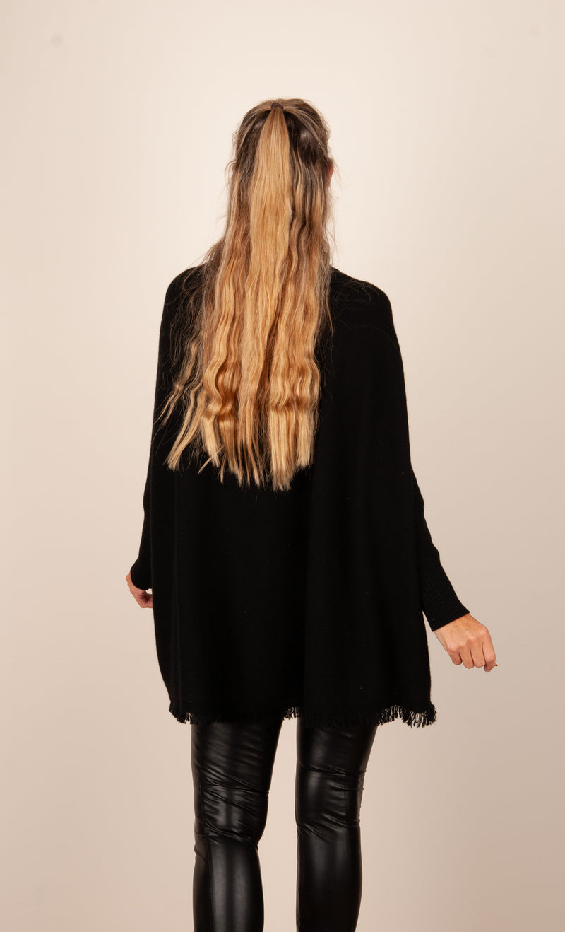 Weiter Pullover „Pailletten“ Schwarz