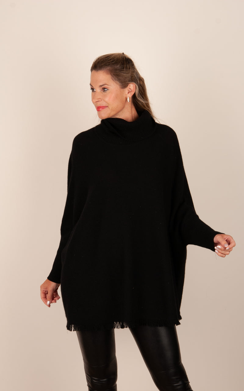 Weiter Pullover „Pailletten“ Schwarz