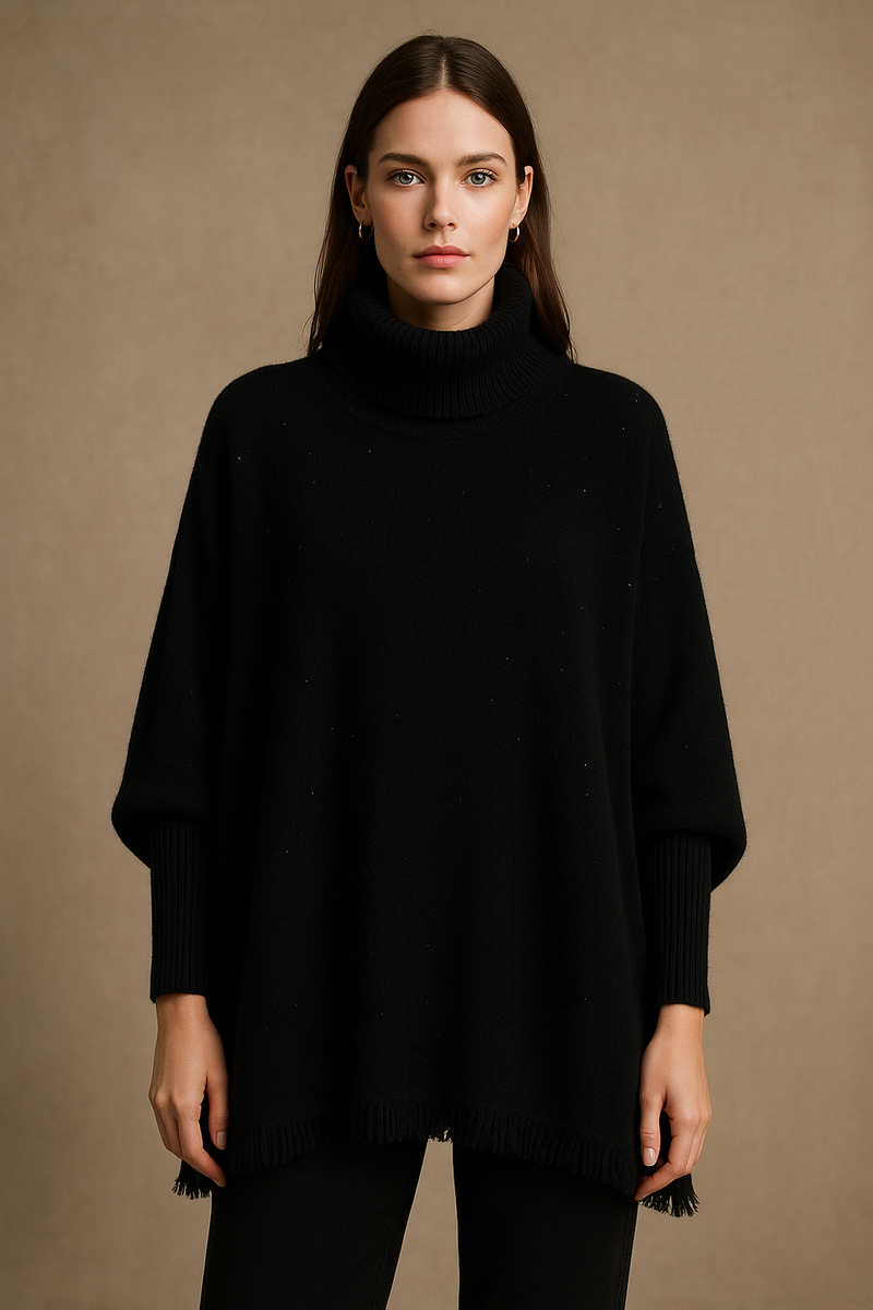 Weiter Pullover „Pailletten“ Schwarz