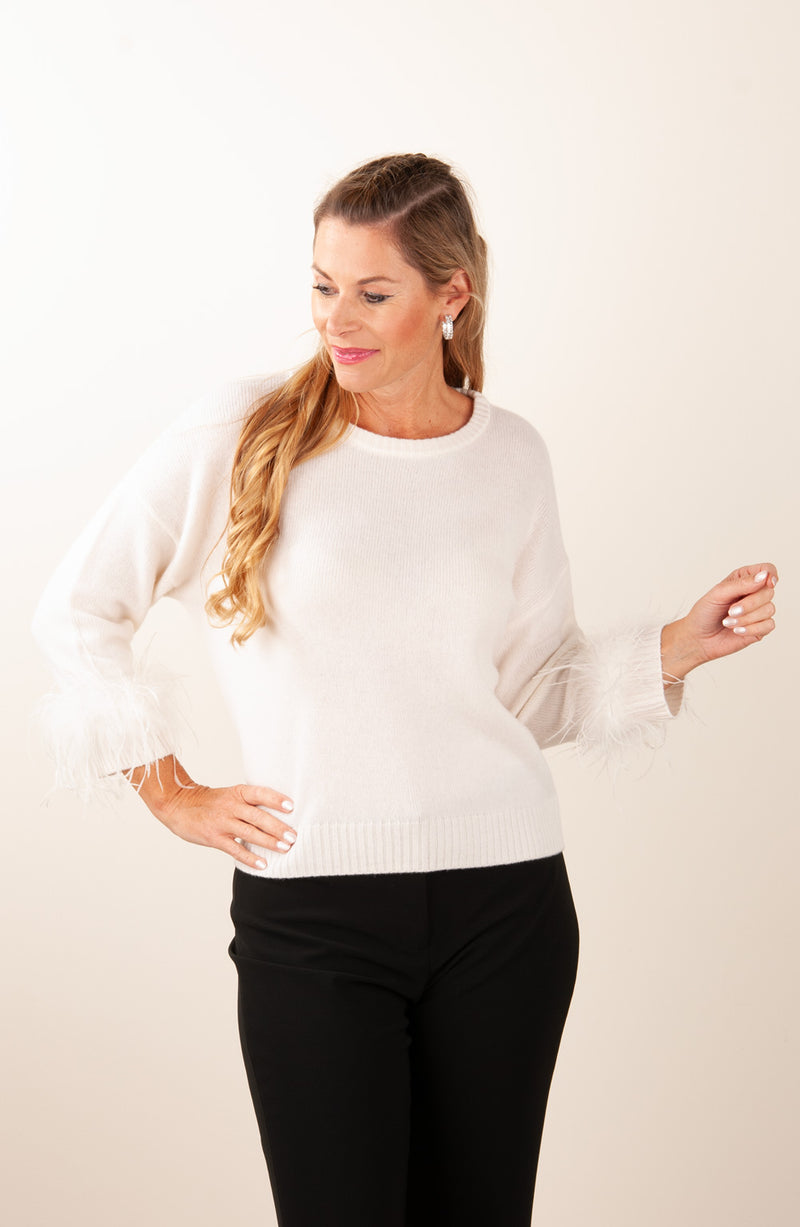 Pullover „Federn“ Creme